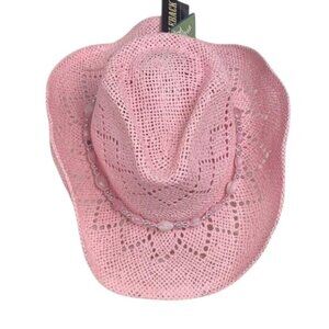 Pink Beaded Cowboy Paper Hat Shapeable Brim 100% Paper